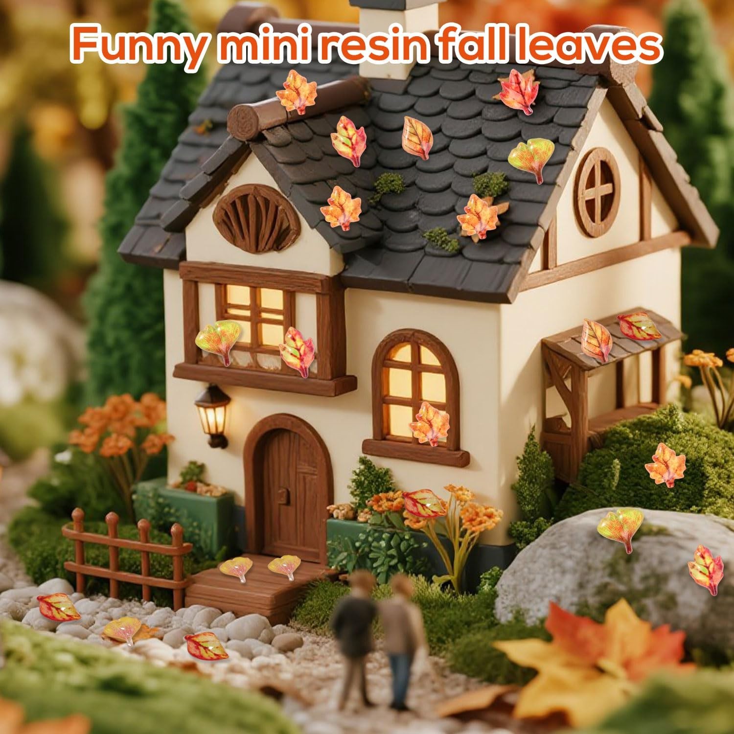 210pcs Mini Fall Leaves, 5 Styles Resin Funny Miniature Leaves for Crafts Sma…