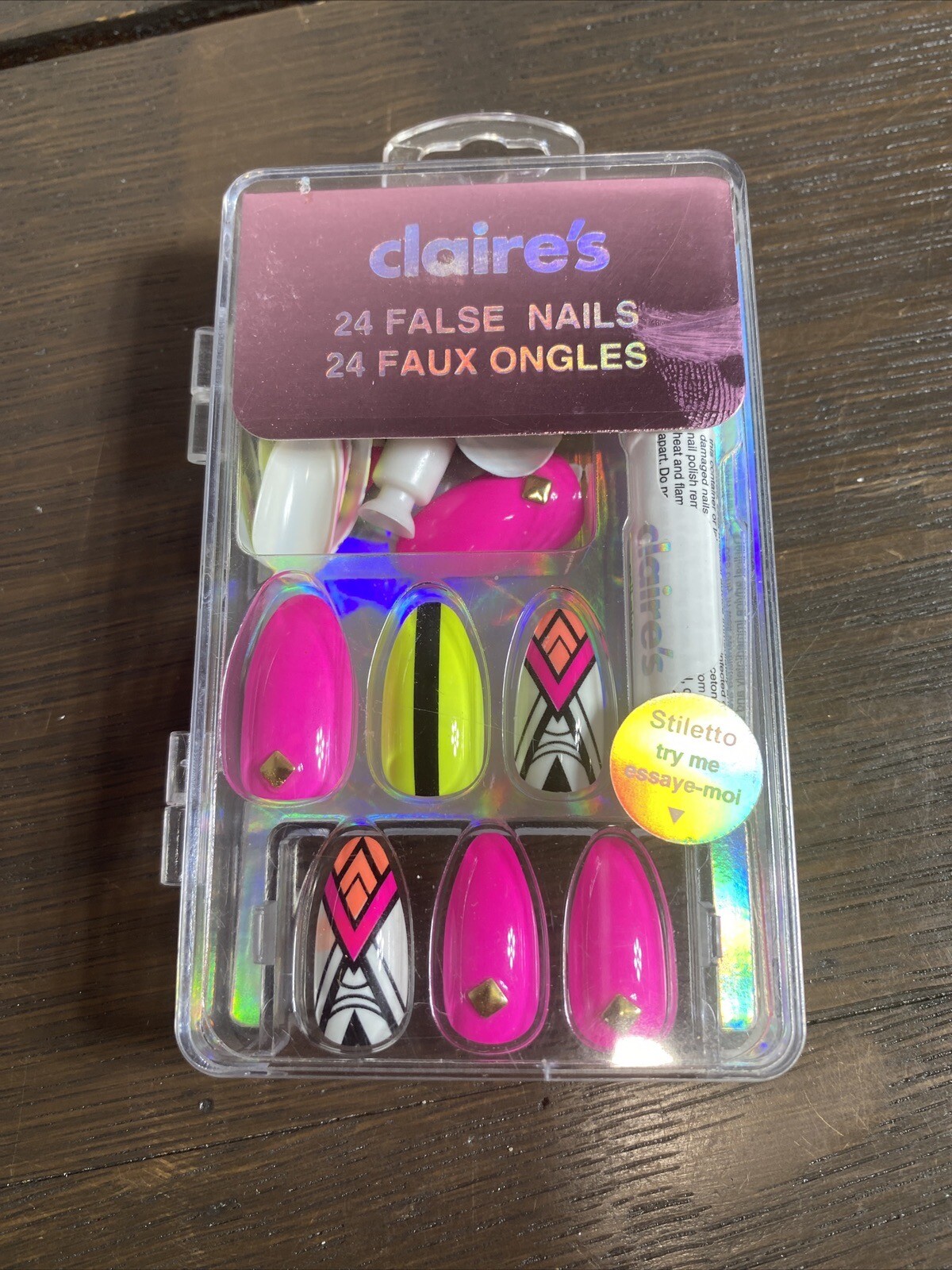 Claire’s faux nails stiletto pastel colors With Fancy Designs summer NIB