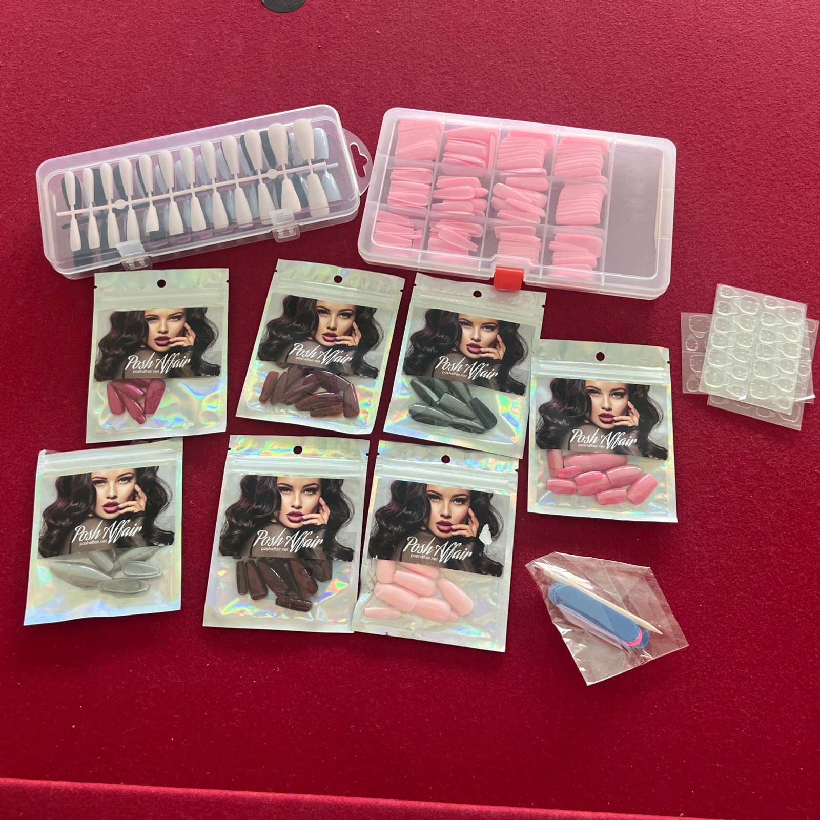 HUGE Lot of Mixed Press On Nails, Tool Box