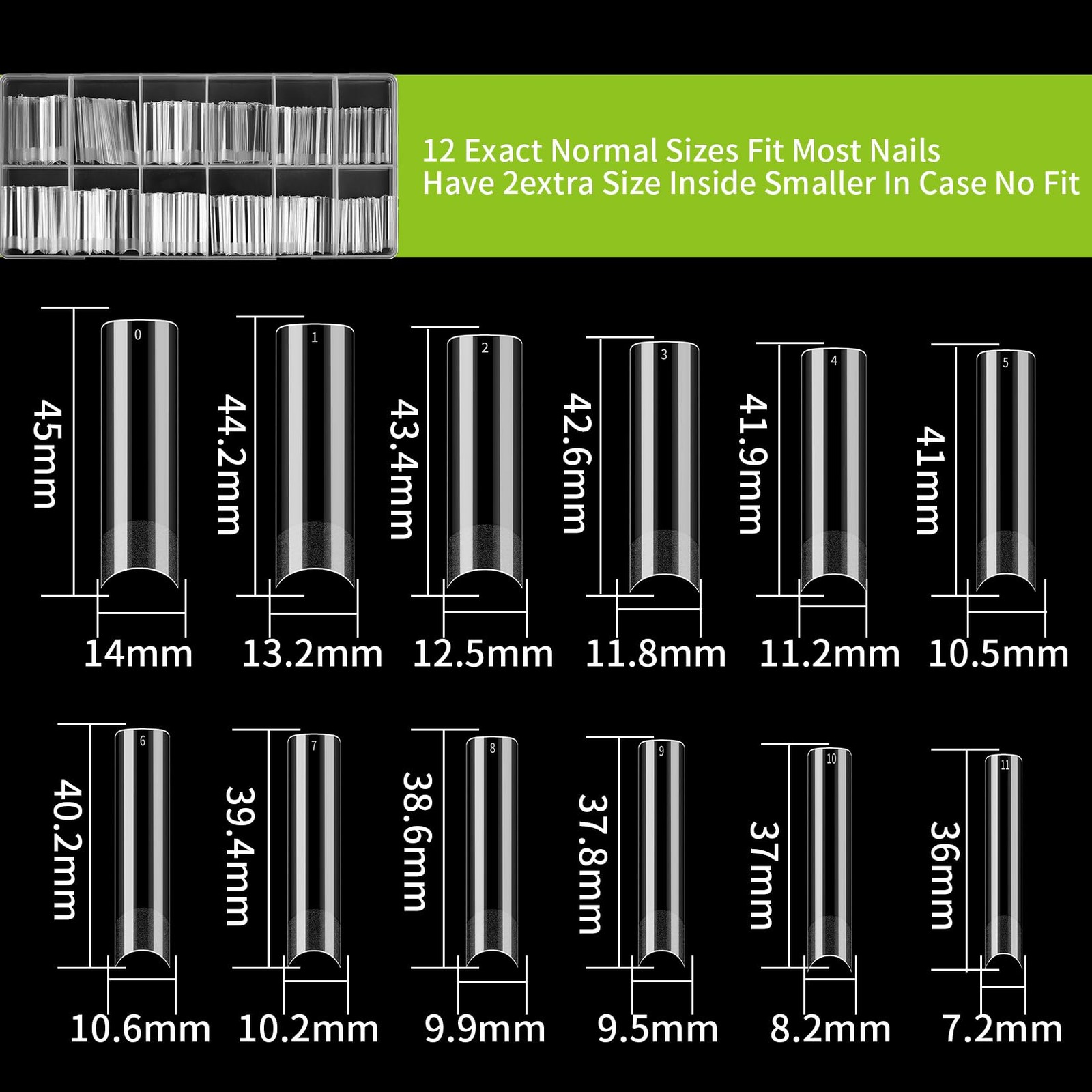 240 Pcs Square Extra Long No C Curve Clear XXL Tapered Square Press on Nail Tips