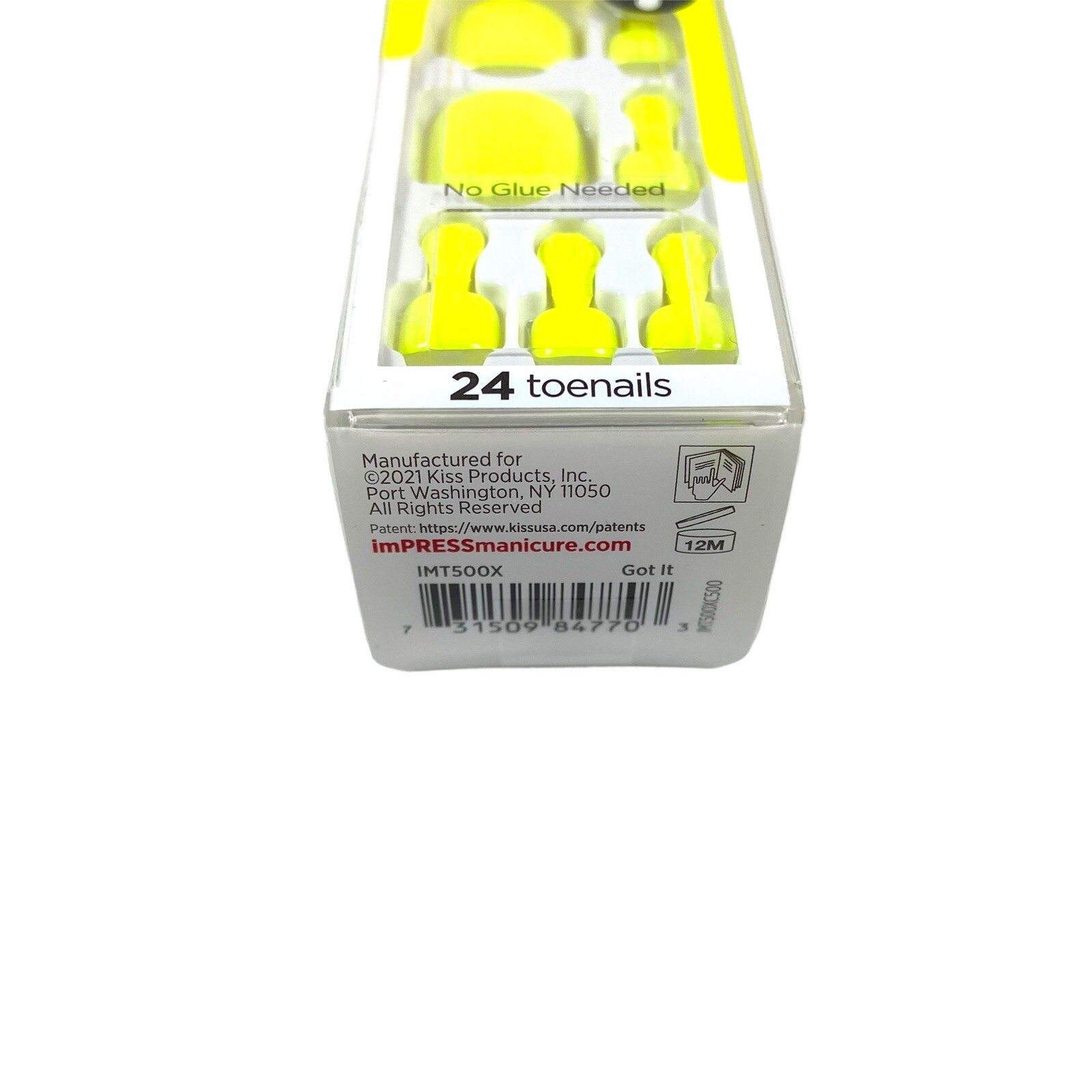 NEW Kiss Nails Impress Color Press On Pedicure Gel Solid Neon Yellow Toe Nails