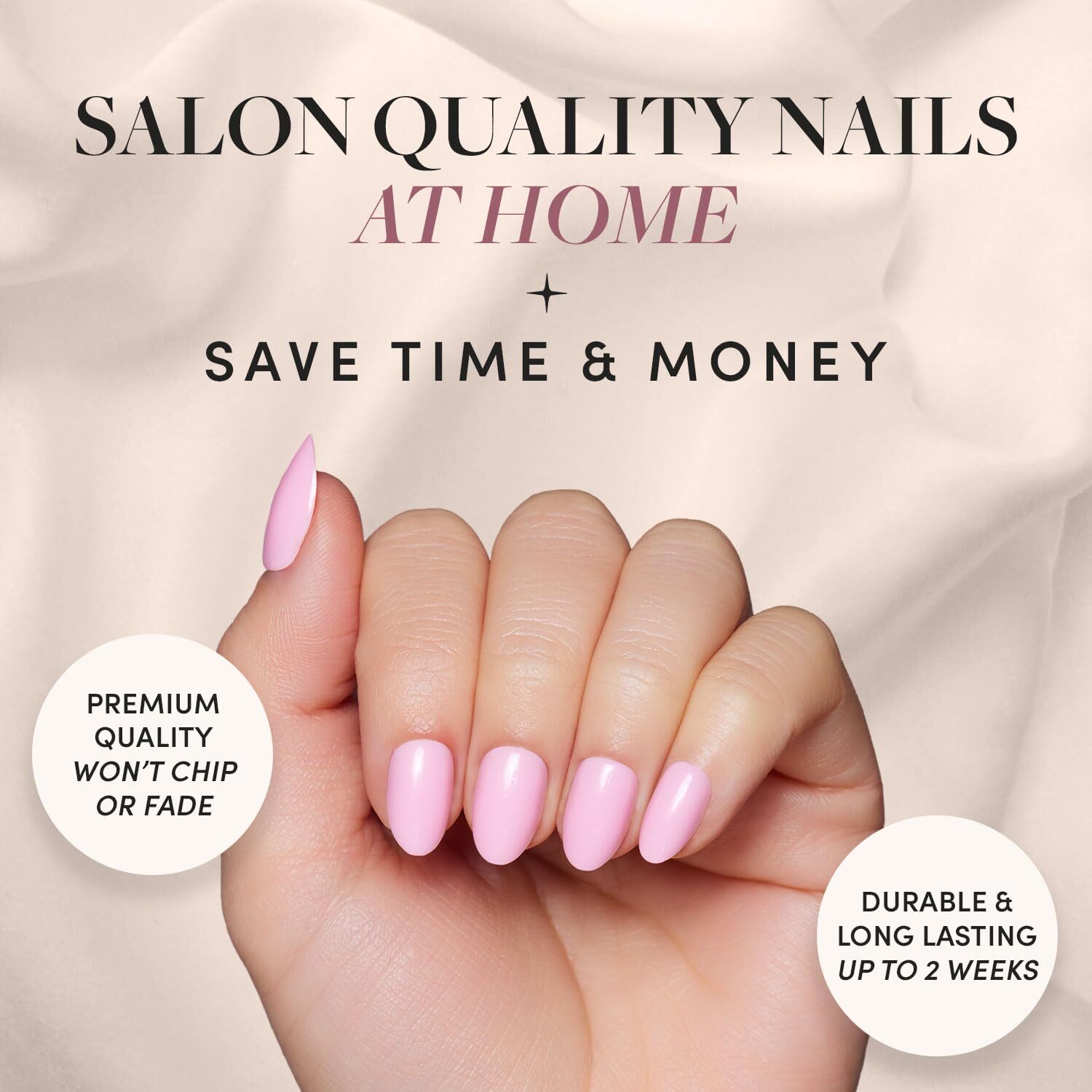 Glamnetic Press On Nails – Think Pink Solid 30 Count (Pack of 1),