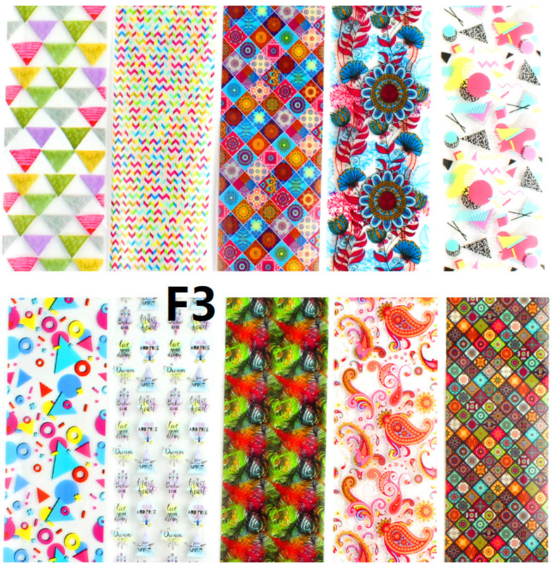 10Pcs Nail Art Foil Stickers Flower Pattern Transfer Decals Decoration Tips NS46