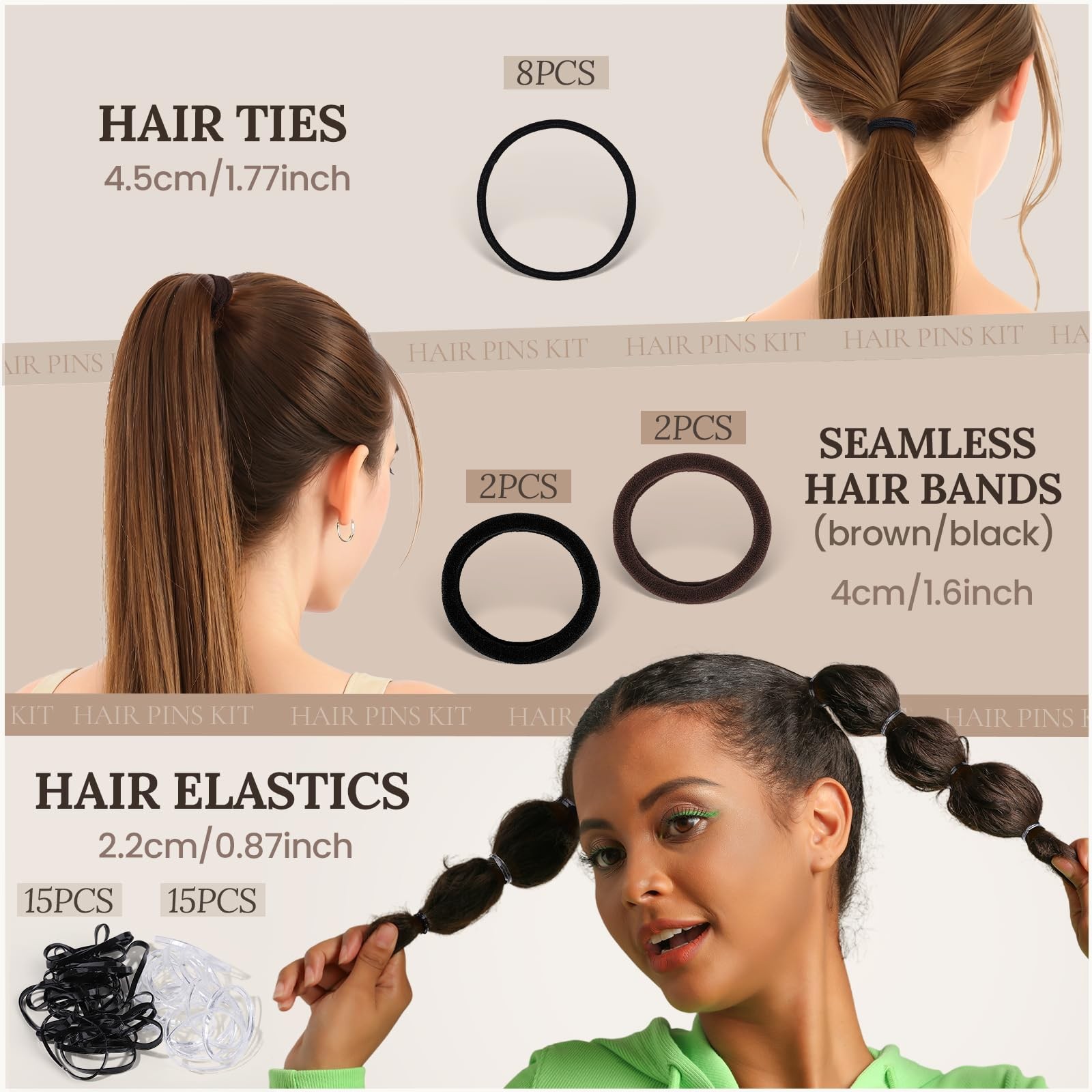 Teenitor 163psc Hair Accessories Kit, 1 Count (Pack of 163), Brown and black