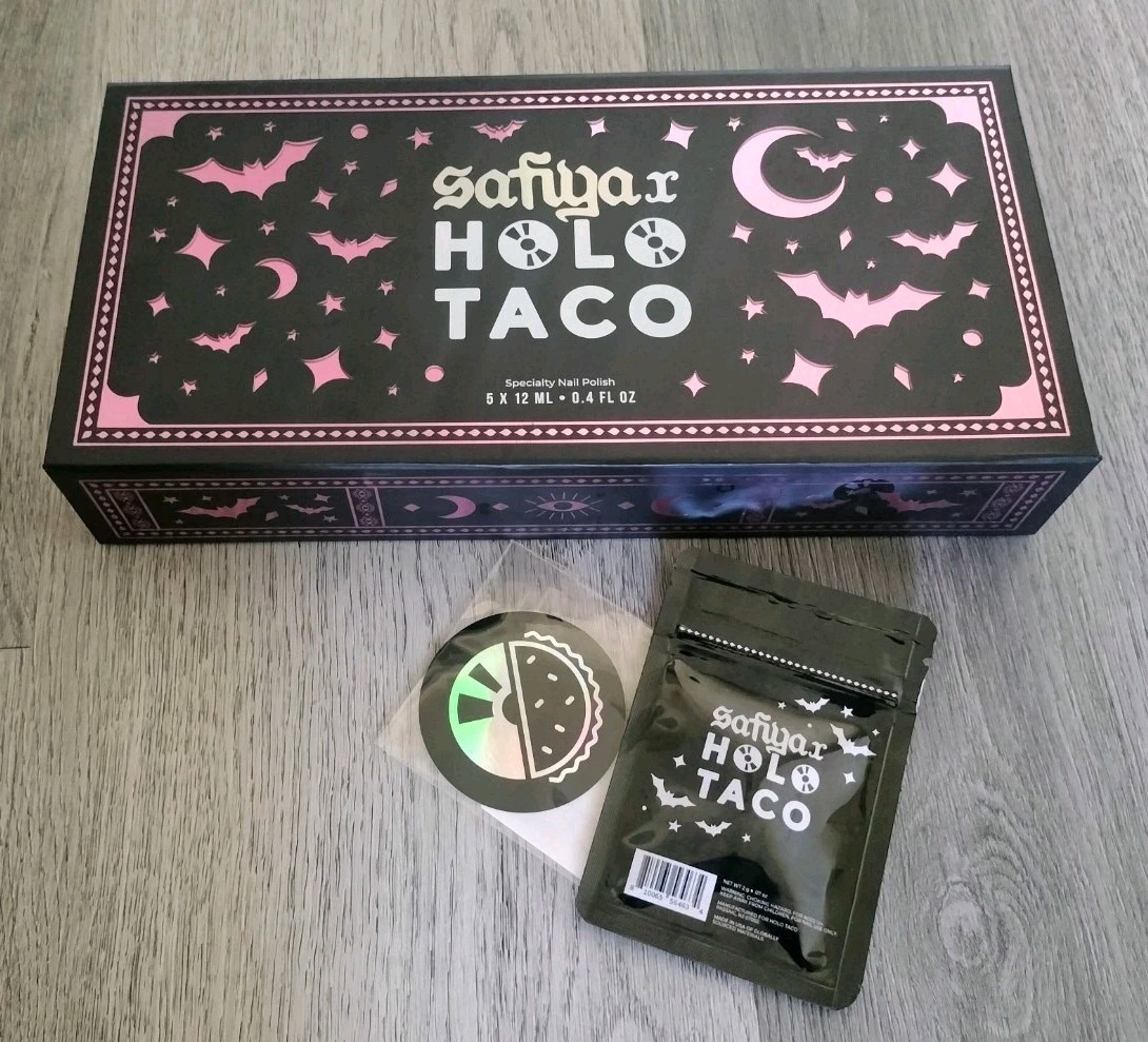 SAFIYA x HOLO TACO *EMPTY* Collection Box + Bat Glitters Pack + HT Logo Sticker