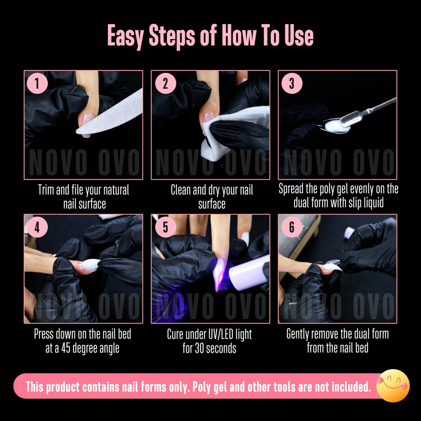NOVO OVO Halloween Cat Short, Curved Stiletto Short 3D nail dual form 280