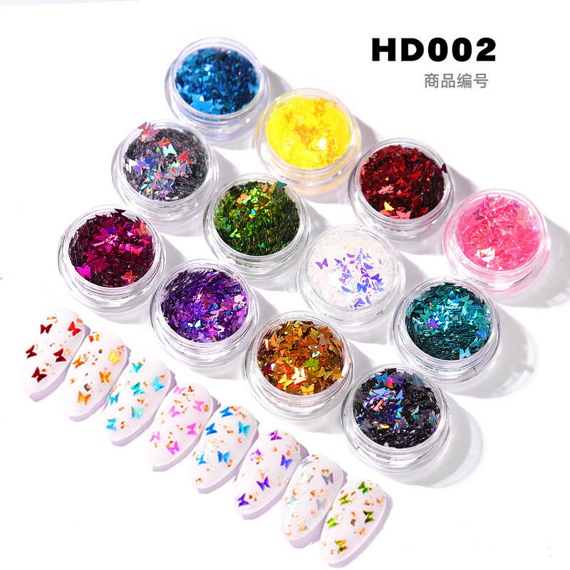 12 Colors Nail Art Sequins Set Glitter Sheets Tips Mixed Powder Dust Salon Decor