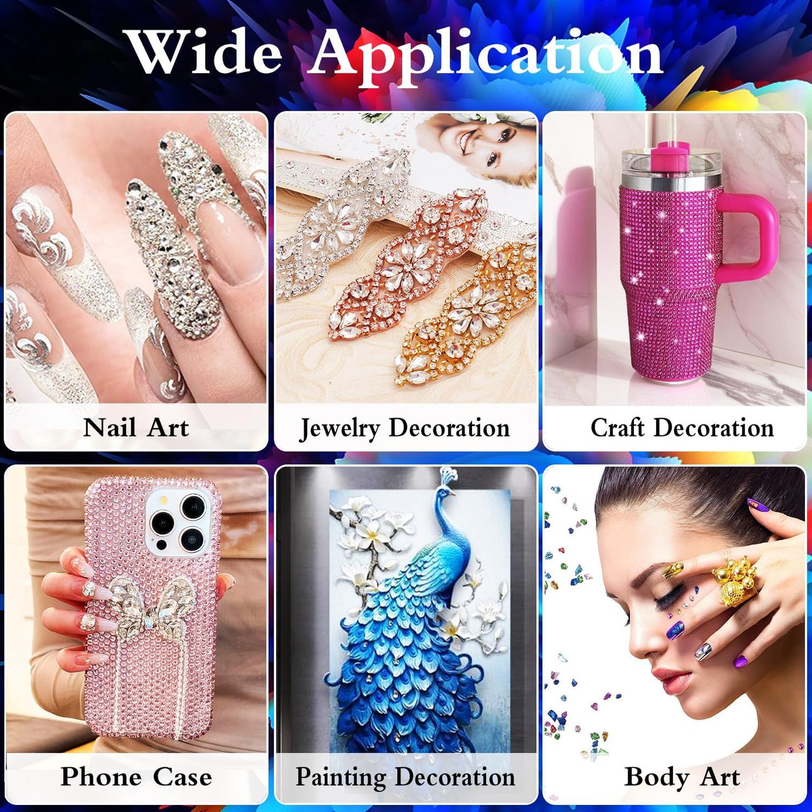 Bedazzling Kit with Rhinestones, 72 Colors 3mm Resin Gems Nail Art Supplies