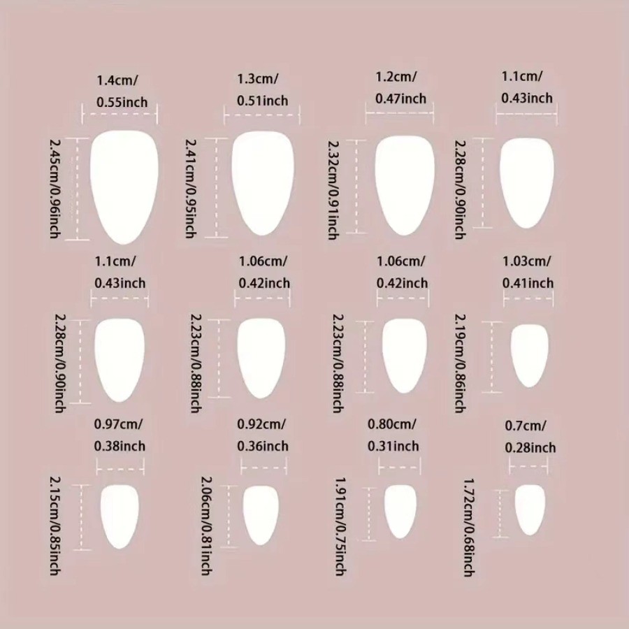 48Pcs-Long Almond Nude White Flower Pearl Gold Bead Press On Nails Set
