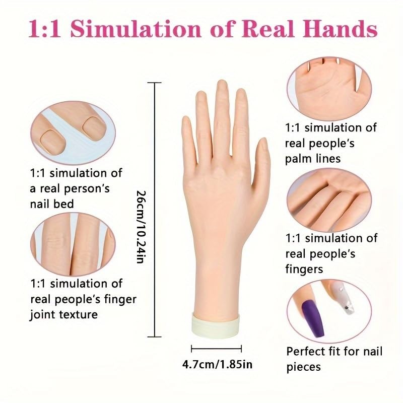 Practice Hand for Acrylic Nails Soft Touch Mannequin left, Beige