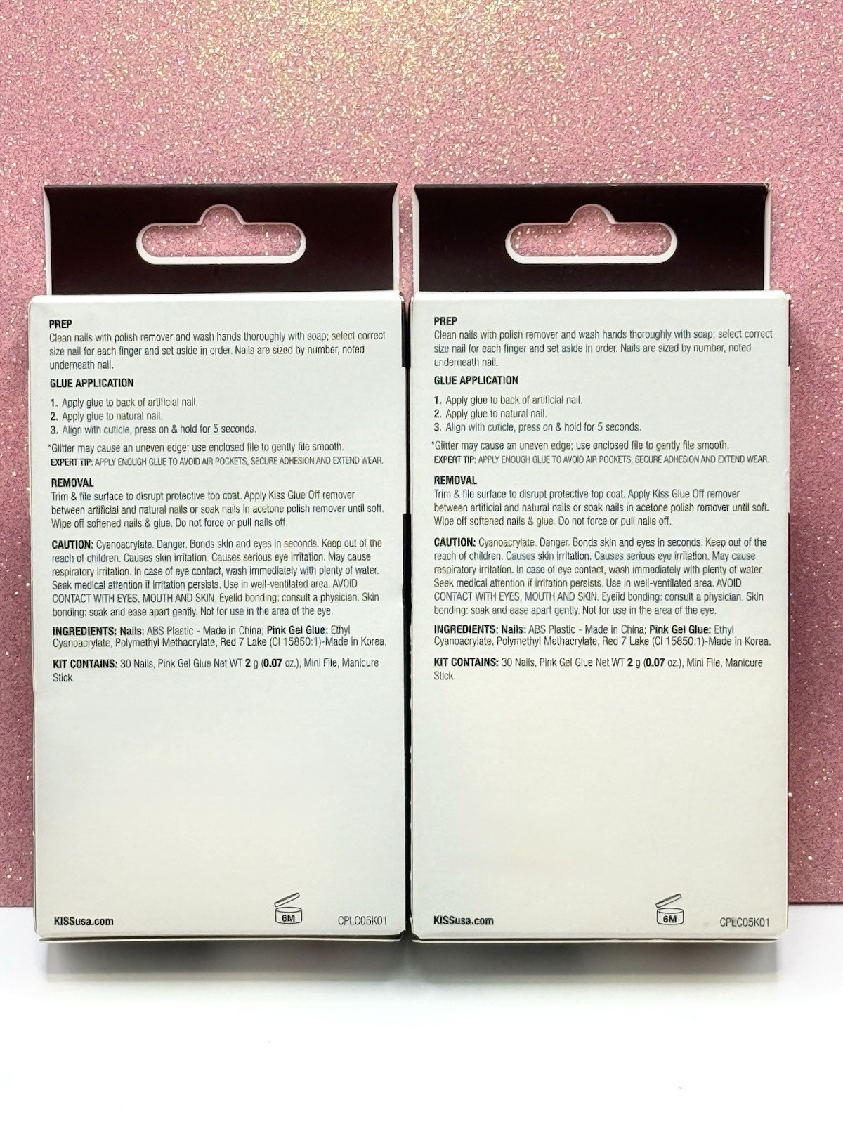Kiss Classy Premium Press-On Nails Manicure Long French Glitter Bling Lot Of 2