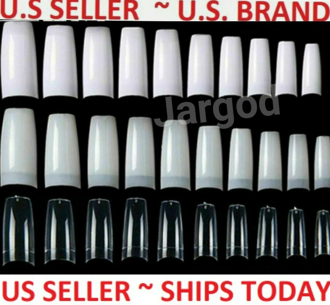 100/500/1000pcs French Tapered Square Half Cover Fake False Nails Tips -Jargod