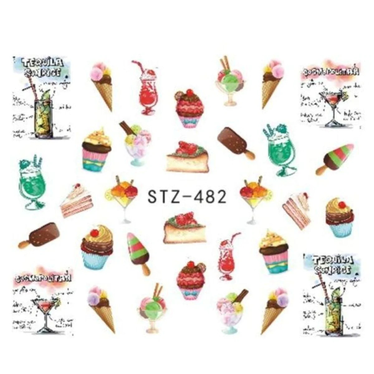 Nail Art Sticker Slider Ice Cream Drink Fruit Sticker For Nail DIY – STZ482