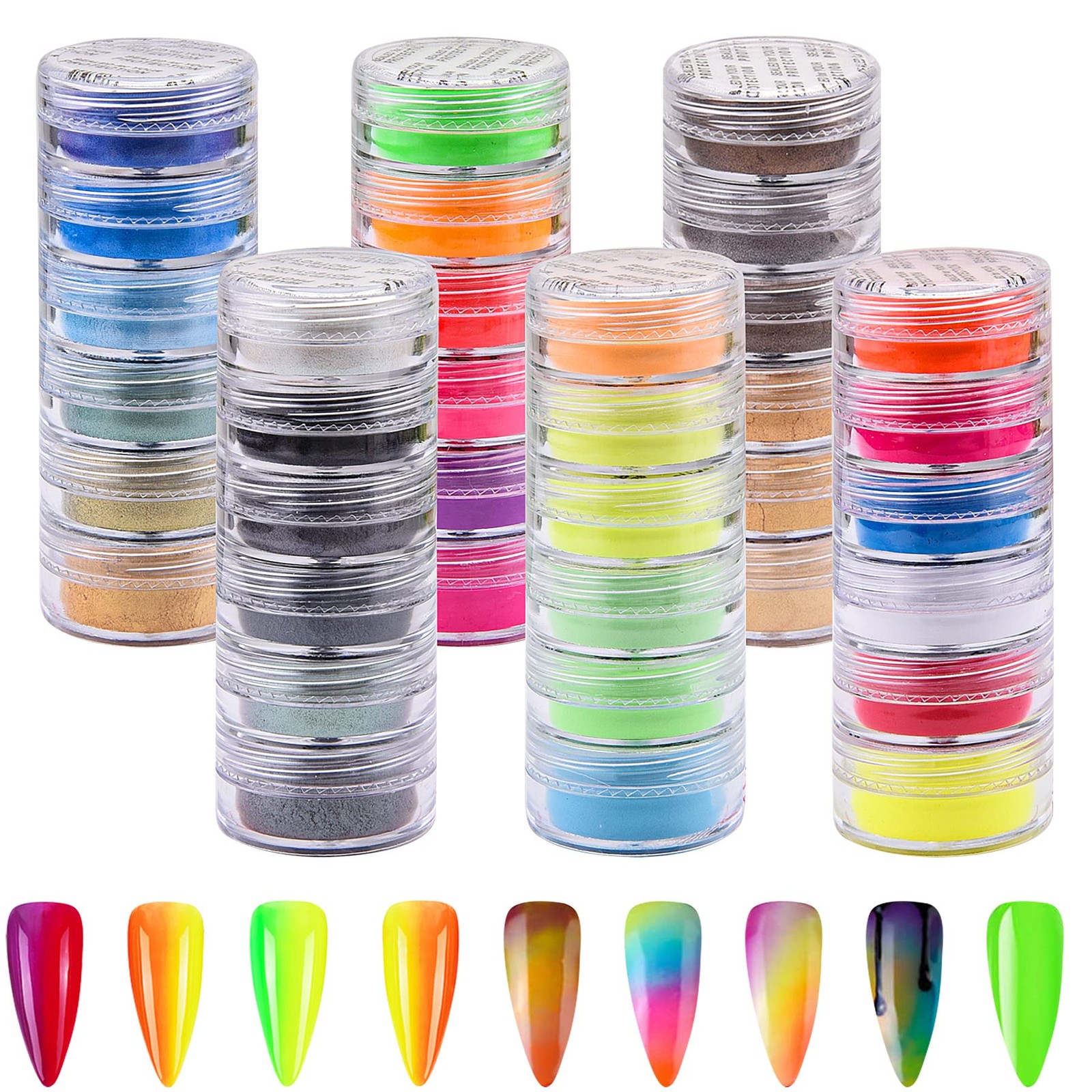36 Colors Nail Pigment Powder Colorful Luminous Pearlescent High-Gloss Halo