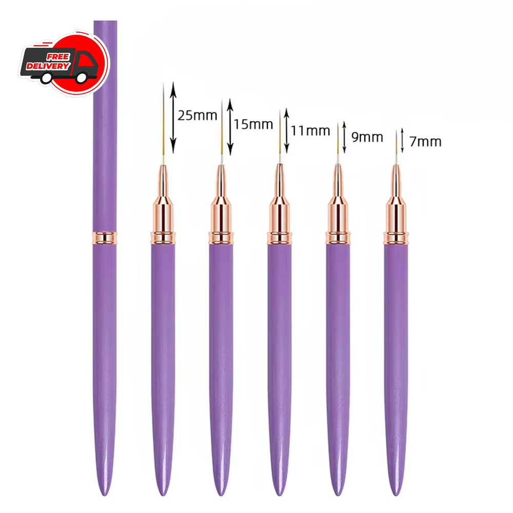 5pcs Nail Art Liner Brush Pen Set Elongated Striping Drawing Professional Tools