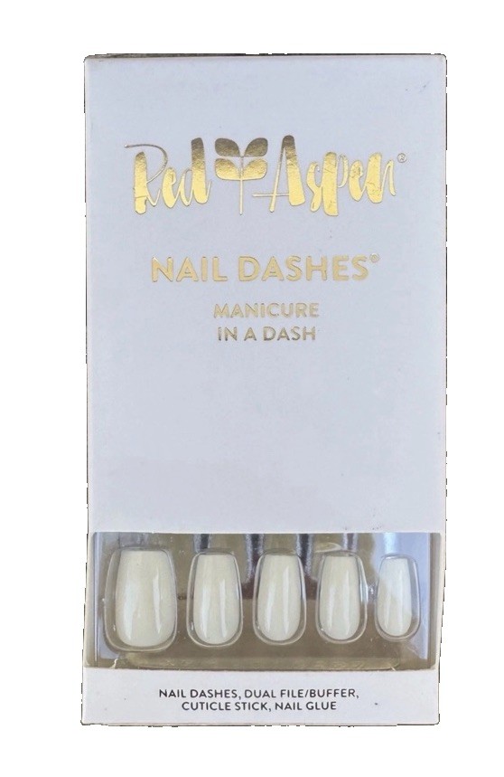 Red Aspen Press On Nail Dashes Noelle On Cloud 9 Medium Coffin NIB