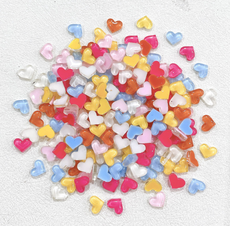 10Pcs Mixed Nail Art Case Charms Jewelry Accessories Resin Heart Flat DIY NH25