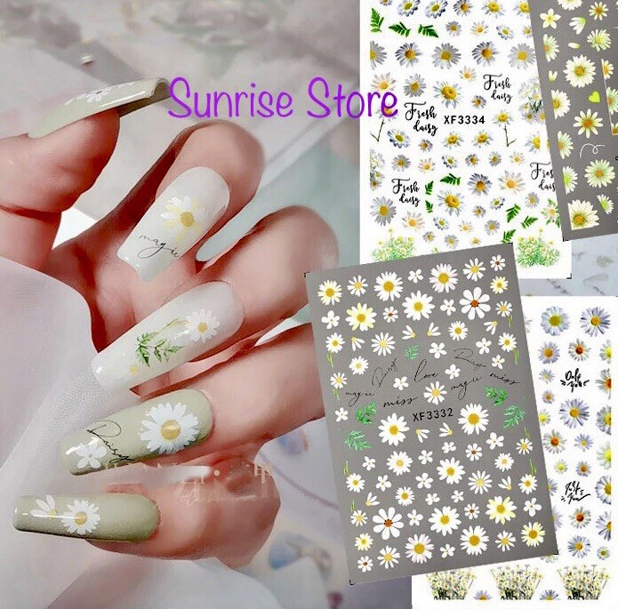 3D Nail Art Sticker Daisy Flower Floral Decals Manicure Peel & Stick DIY