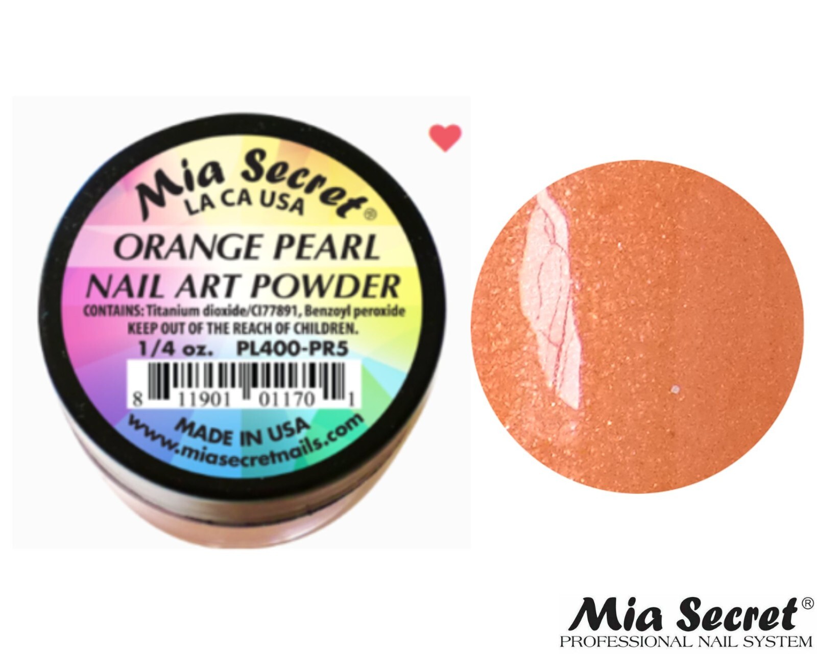 Mia Secret Nail Art Powder Pearl Collection (ORANGE) 1/4oz