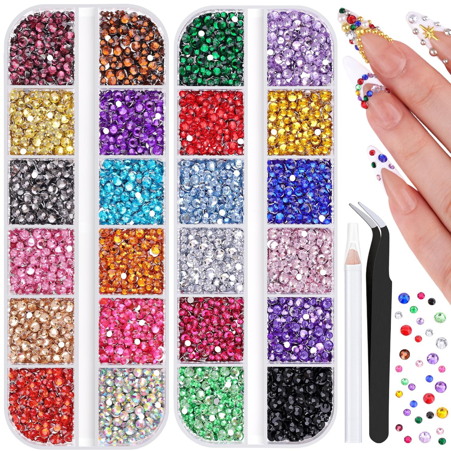 10000Pcs Small Resin Rhinestones for Nail Art, Colorful 2/3MM Flatback Bedazzlin