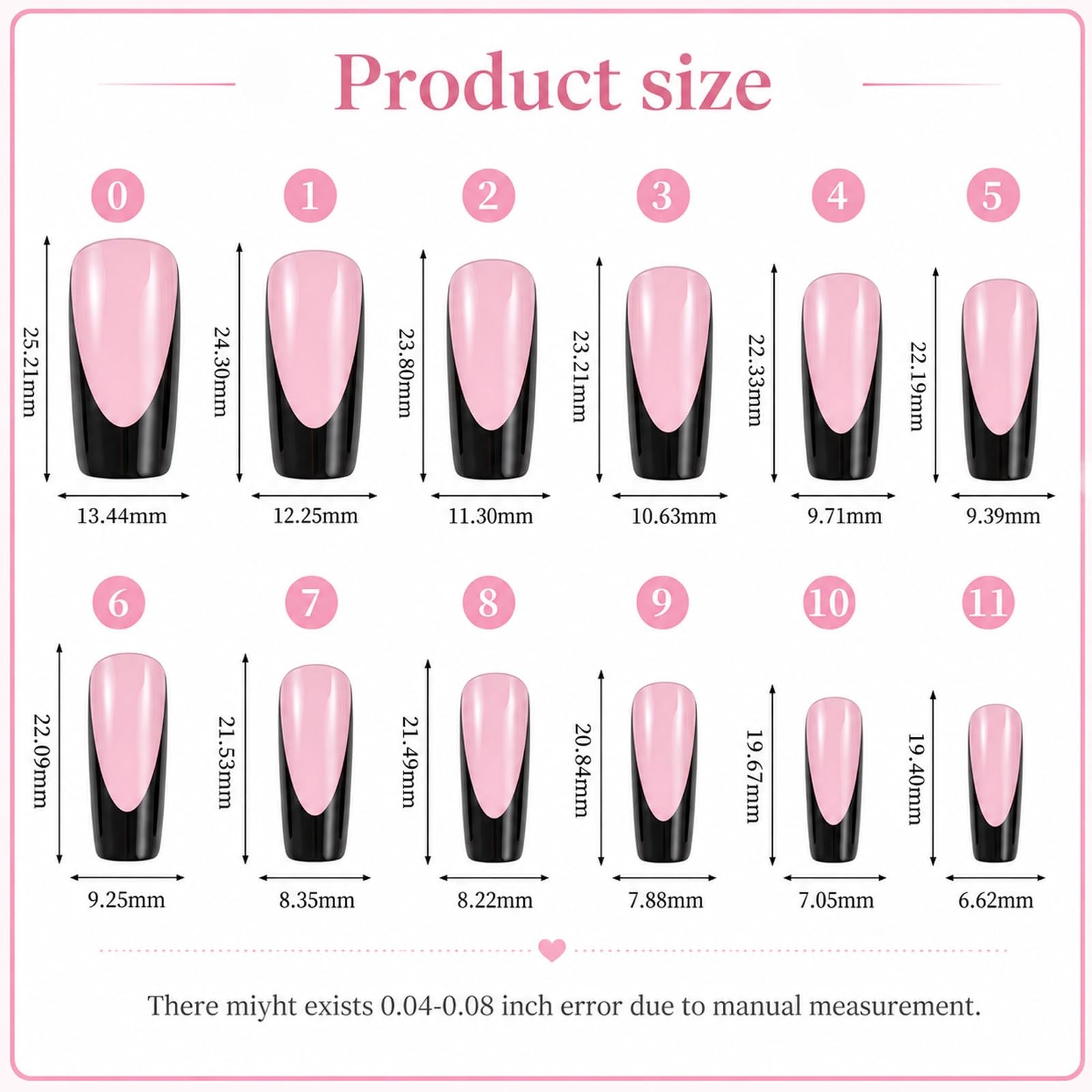 144 Pcs French Tip Press on Nails and Toenails, 12 Sizes Full Cover Square