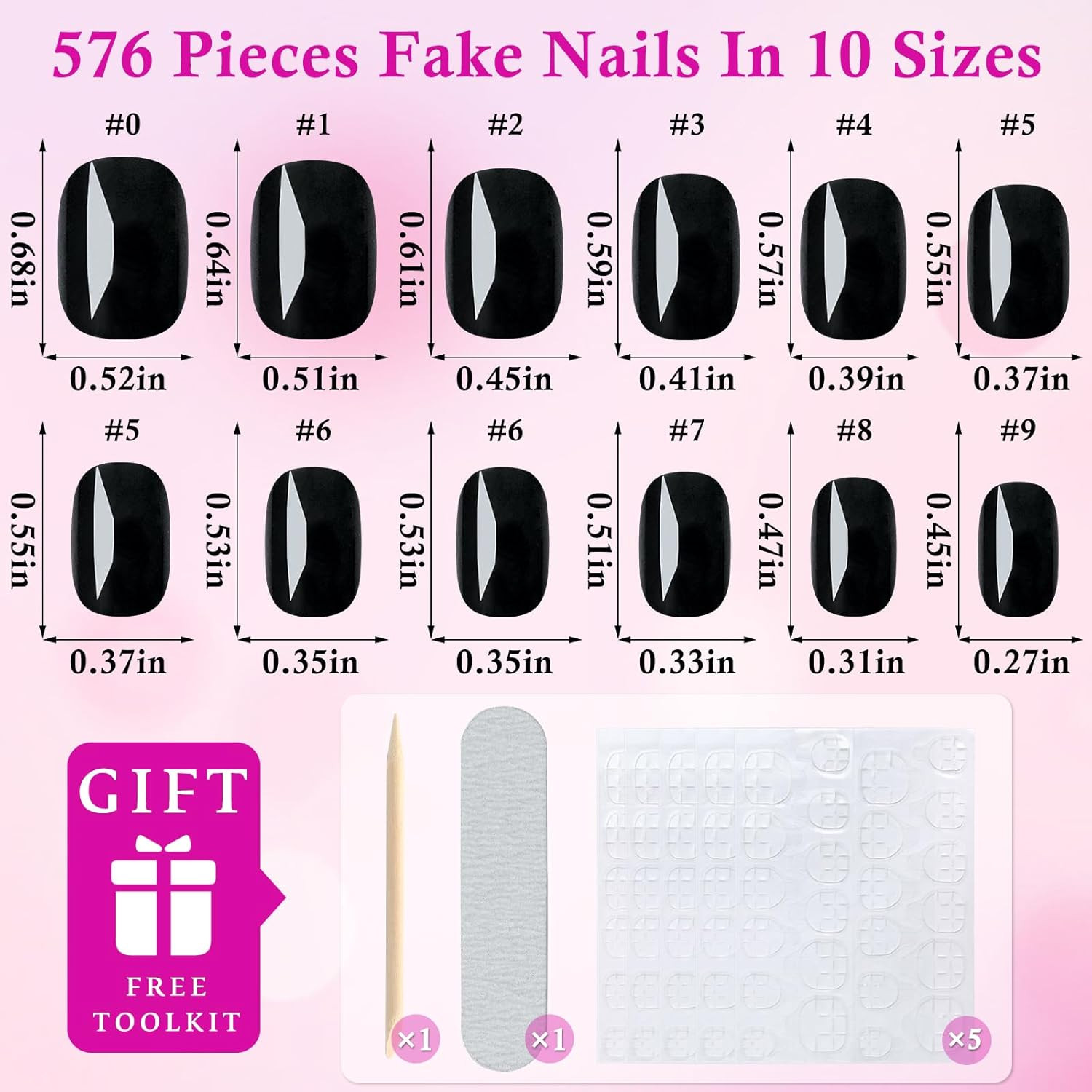 576Pc round Square Press on Nails Short Fake Nails with Glue Tabs, Extra Short A