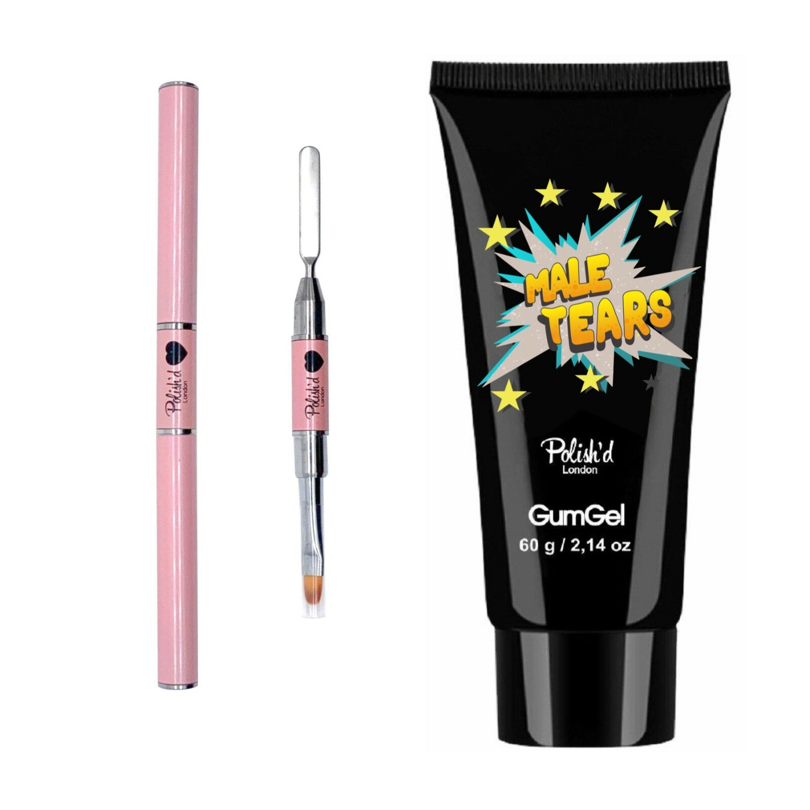 Acrygel Polygel glitter 60 g Nail extensions +pink nail brush clear