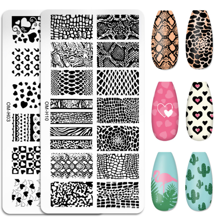 Valentine Rose Love Leopard Nail Art Stamping Manicure DIY Template Image Plate
