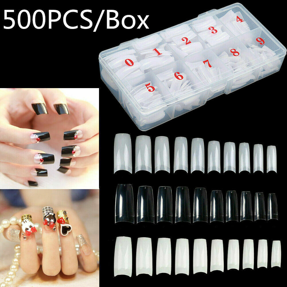 500Pcs/Box Artificial Nails French False Half Nail Art Tips Acrylic UV Gel Tools