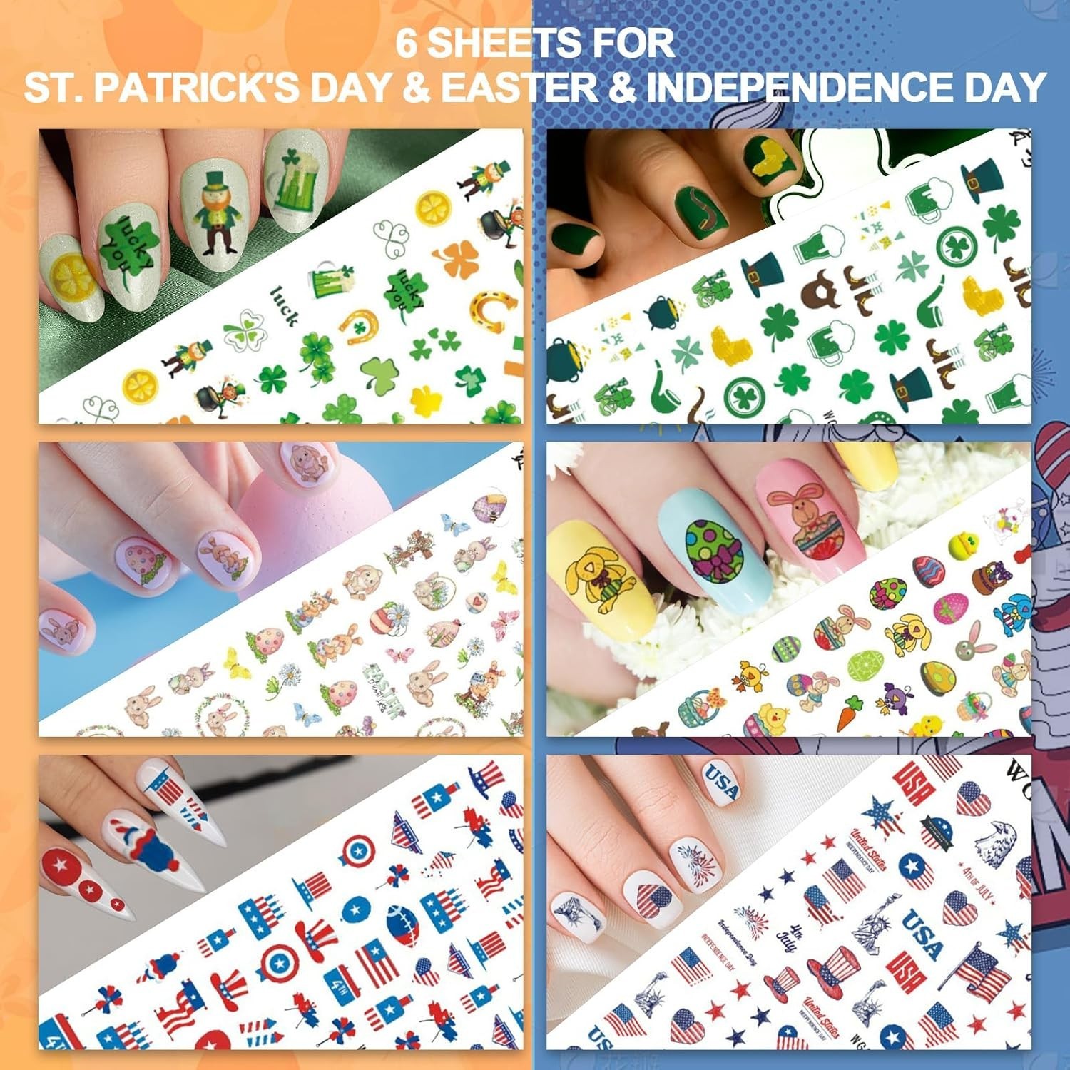 Whaline 18 Sheets Fall Nail Art Stickers All Holiday Nail Decals All Season H