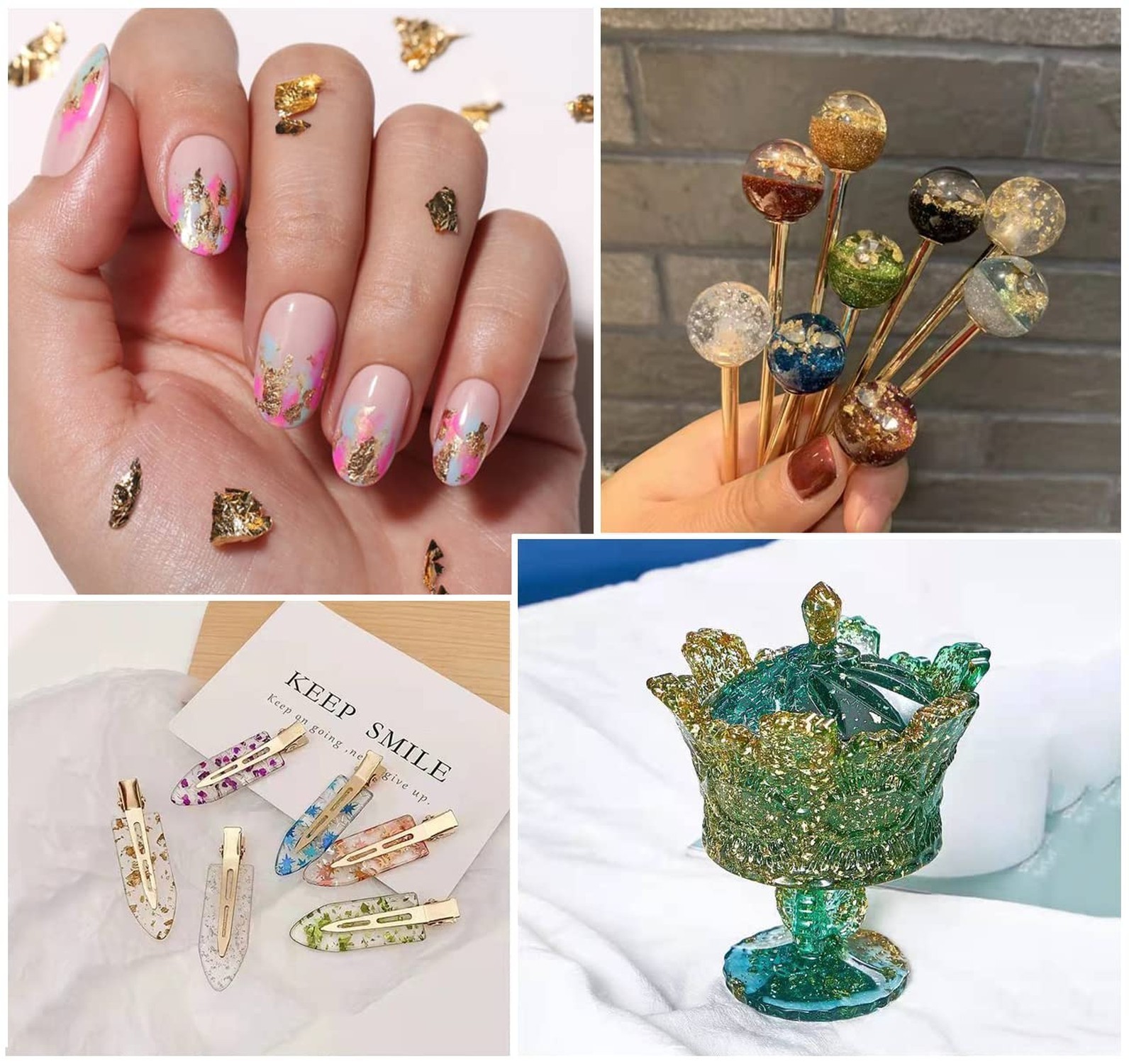 Gold Foil Flakes – 24 Color Metallic Gilding Flakes for Resin, Nails, Paintin…
