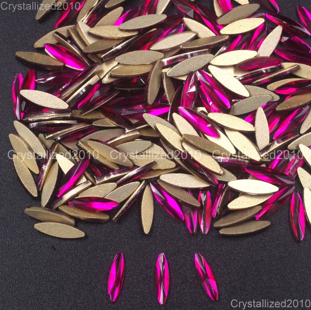 Top Quality Czech Crystal Rhinestone Navette Flatback Nail Art Decoration 3x11mm