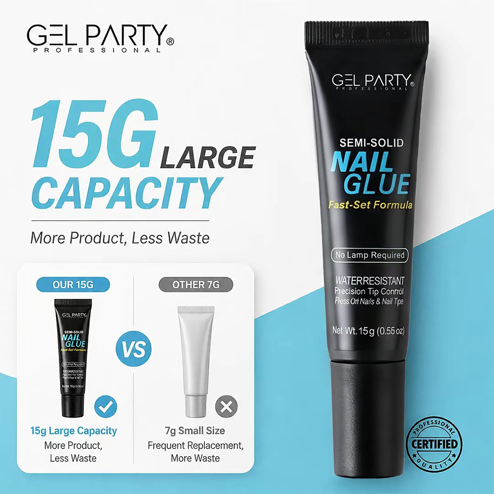 GELPARTY Semi Solid Nail Glue 15g for Press On Nails – Super Strong Nail Glue…