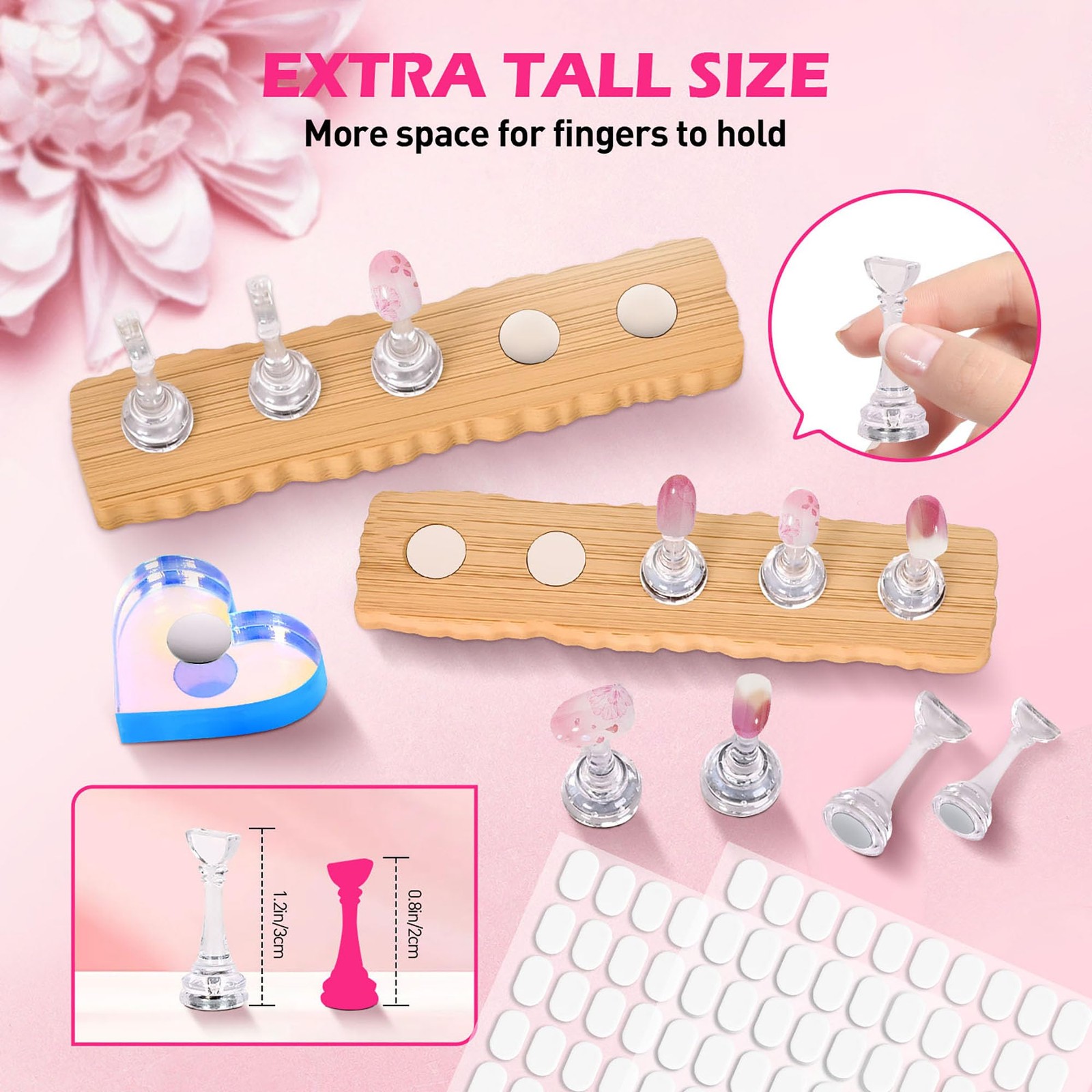 BAGTeck Nail Stand for Press Ons, Holder Painting Nails, 2 Set Clear