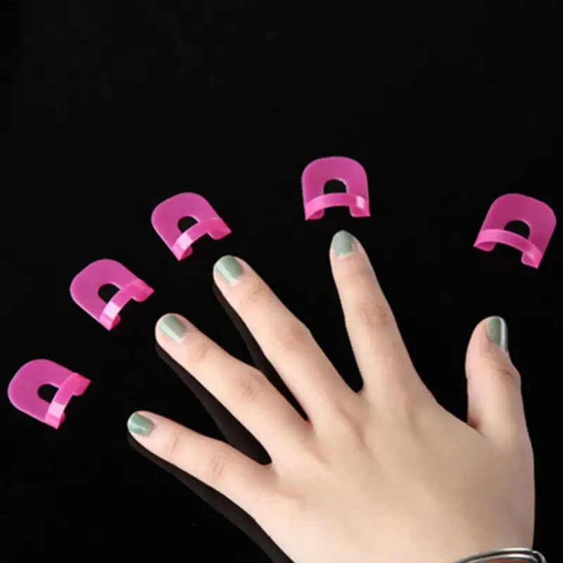 U Curve Shape Nail Protector Hot Pink Reusable Nail Art Tool 26 Pieces 10 Sizes