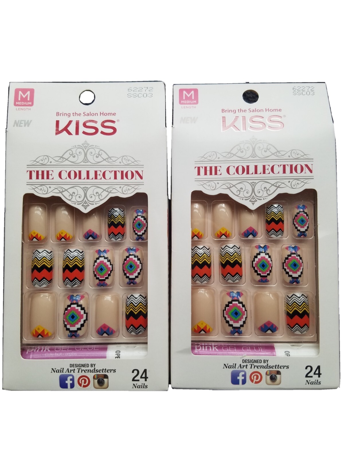 💥NEW • LOT OF 2 KISS THE COLLECTION • Medium Length • Tribal Nails Press On
