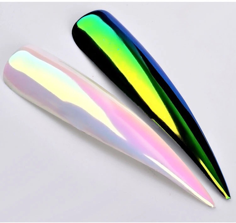 Rainbow Nail Chrome Powder Aurora Effect Mirror Unicorn Shiny Iridescent Pigment