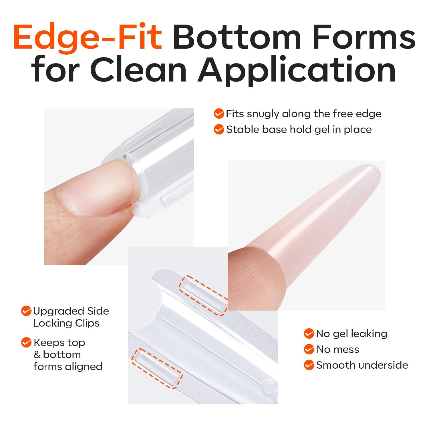 Sandwich Nail Forms,Oval Coffin Top & Bottom for Poly Builder Gel