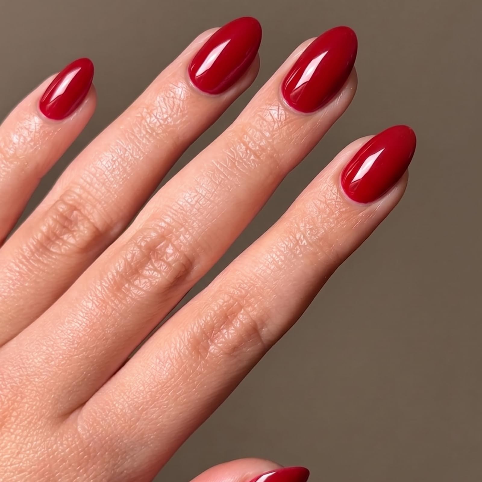 UNA GELLA Oval Press On Nails – 32Pcs 16 Sizes Classic True Red Fake Nails wi…