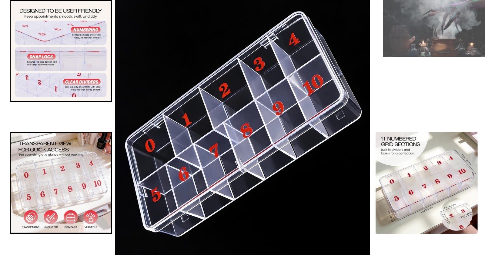 Clear 11 Compartment Nail Art Tip Organizer – Durable & Stylish Storage Case