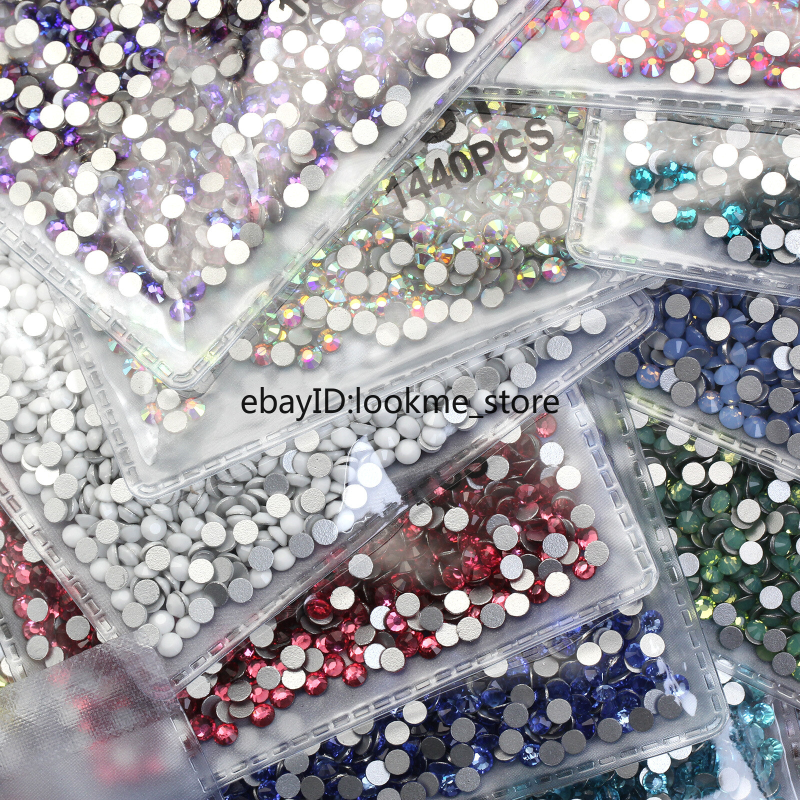 1440pcs 3mm (ss12) Crystal Glass Rhinestones Flatback Gems Nail Art Crafts Decor
