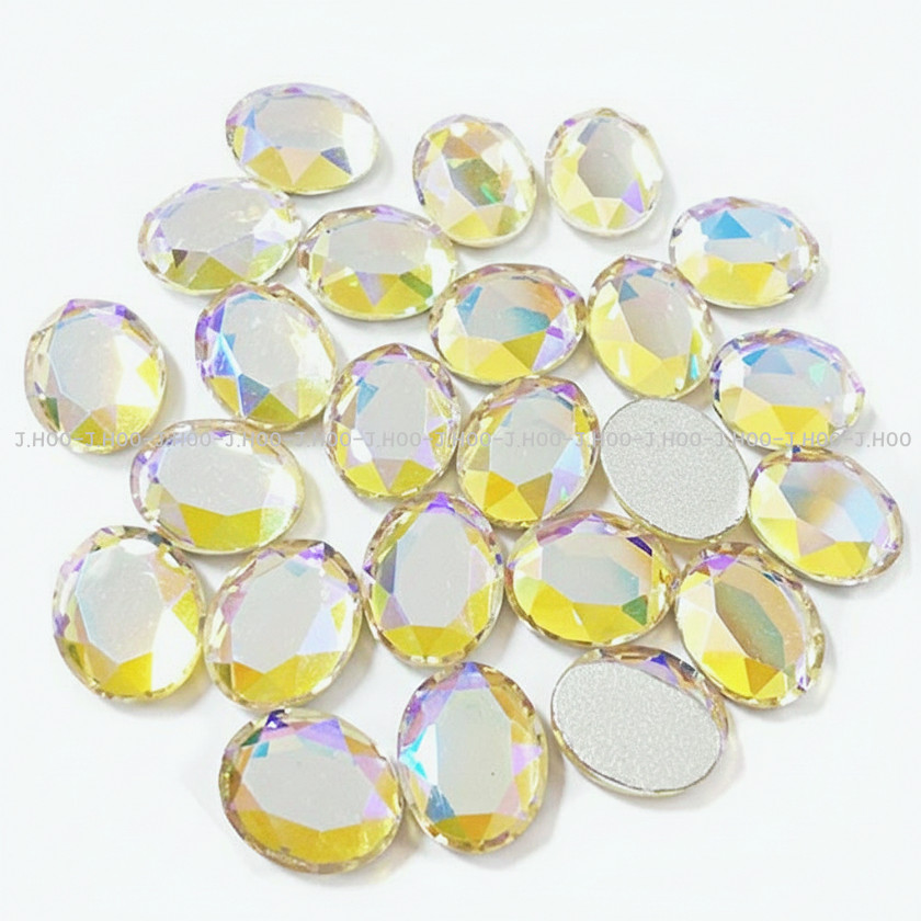 J.HOO Crystal 7120 Oval Flat Back Rhinestones 10×8mm Nail Art (8pcs)