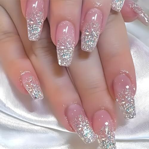 Ombre Pink Press on Nails Medium Coffin Fake Nails Nude False Nails Style-23