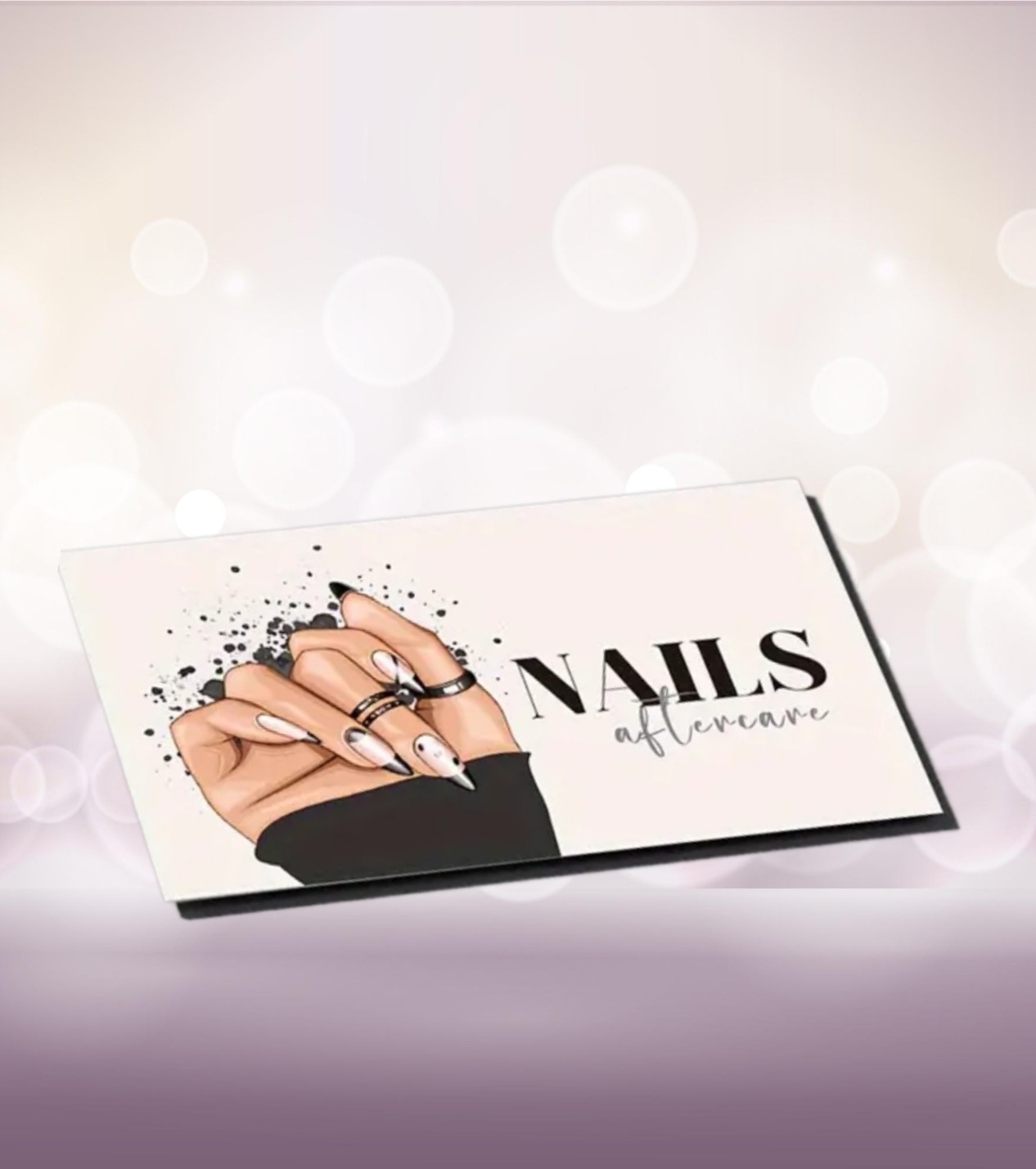 50 Nail Aftercare Cards Matte Light Pink & Black Business Card Size Salon Supply