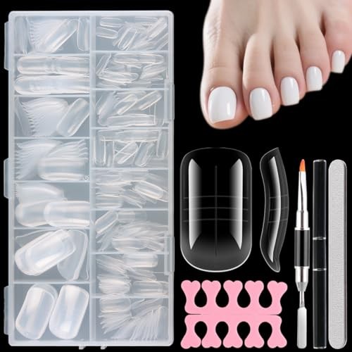 300PCS Toenail Extension Dual Form for Poly Gel, Full Cover Square French