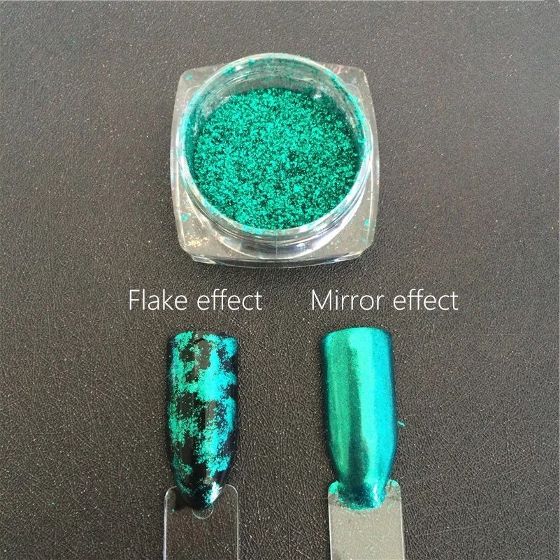 Turquoise Nail Powder Mirror Chrome Nails Teal Shiny Effect Mermaid Pigment Dust