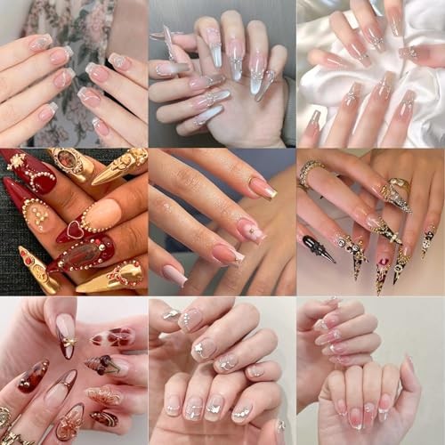 1 Box/6Grid 3D Mixed Sizes Nail Art Charms Gold Silver Mini Metal Caviar gold