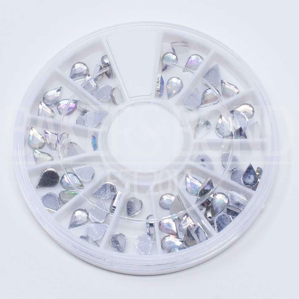 70pc Rhinestone 3D Nail Art Fashion Diamante Glitter Gem Silver Teardrops