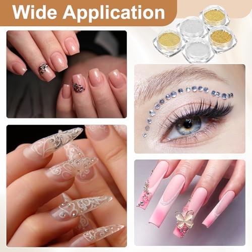 2pcs Nail Art Beads 0.05″ () Mini Metal 3D Caviar Nails Beads 1.2mm Gold Tone