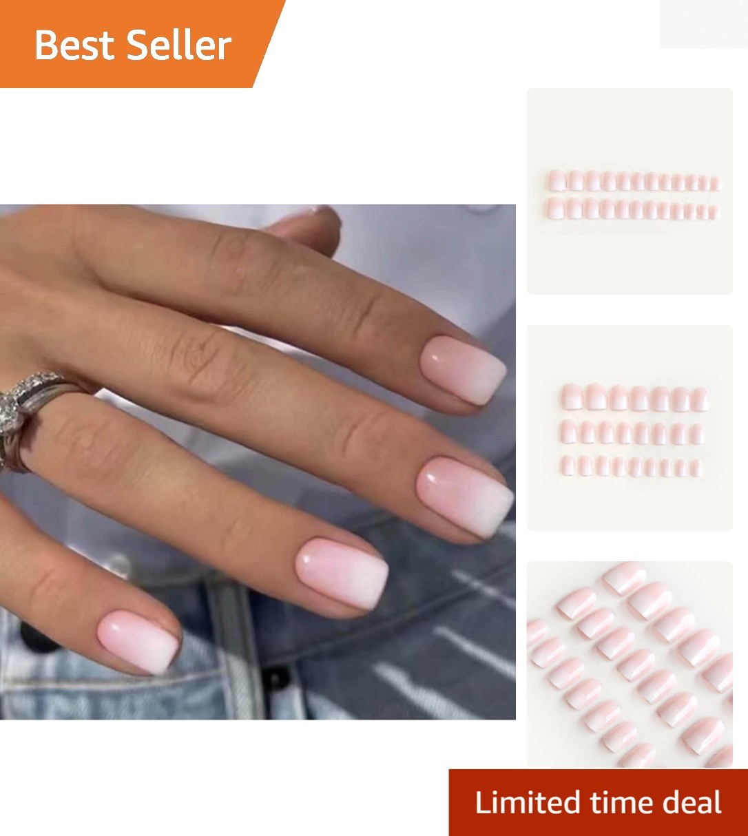 24PCS Full Cover Acrylic Short Press-On Nails | Custom Fit & Easy Application
